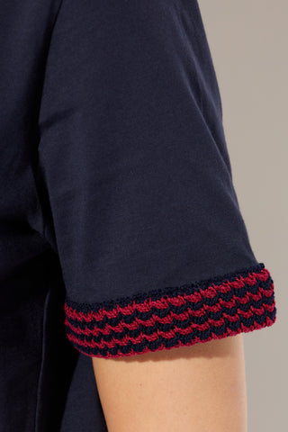 Moncler NAVY BLUE T-shirt with logo 5