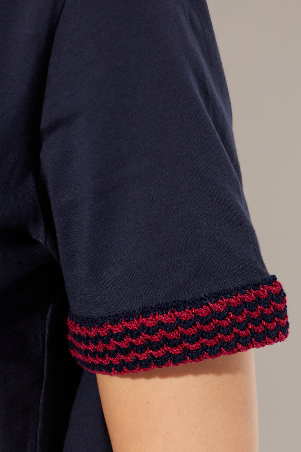 Moncler NAVY BLUE T-shirt with logo 5