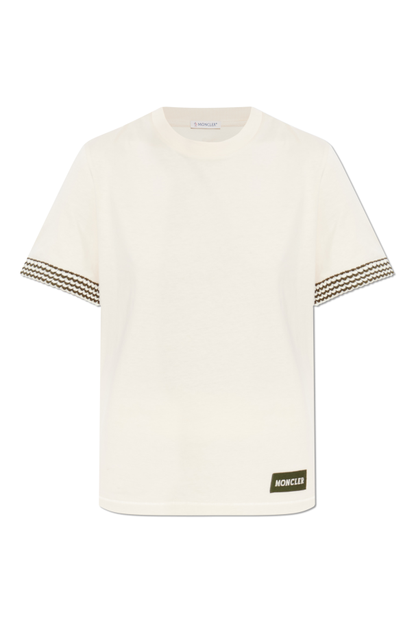 Moncler cream T-shirt with logo 1