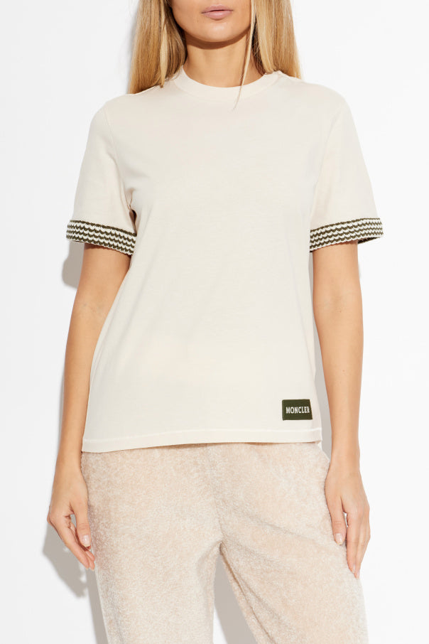 Moncler cream T-shirt with logo 3