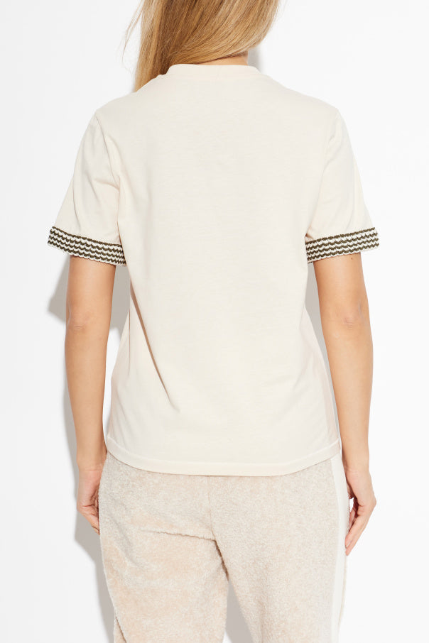 Moncler cream T-shirt with logo 4