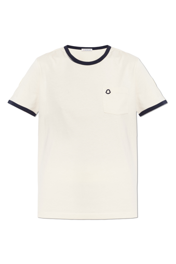 Moncler cream T-shirt with logo 1