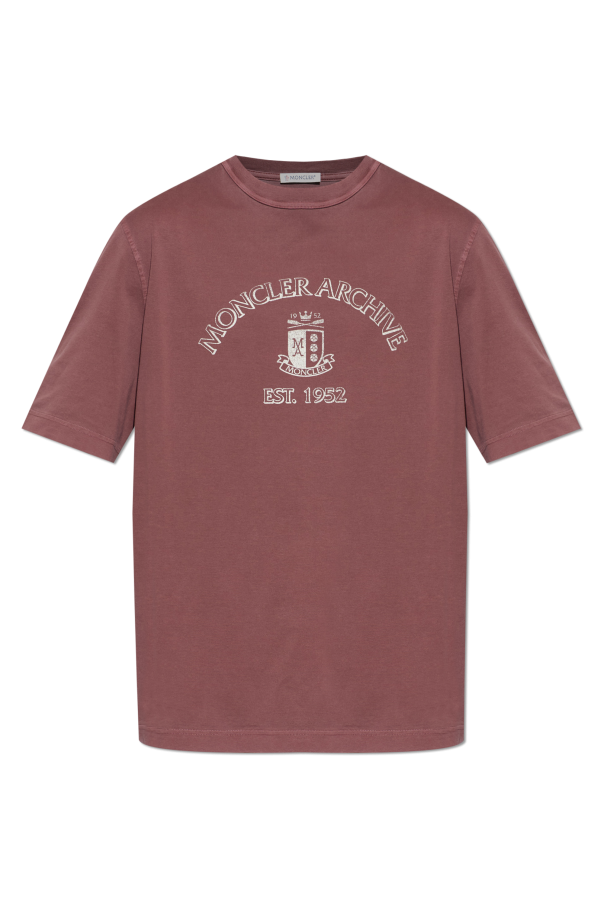 Moncler BURGUNDY T-shirt with logo 1