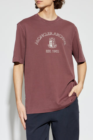 Moncler BURGUNDY T-shirt with logo 3