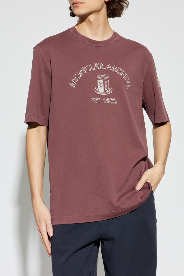Moncler BURGUNDY T-shirt with logo 3