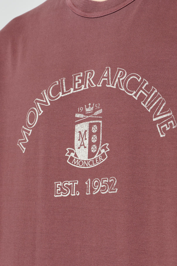 Moncler BURGUNDY T-shirt with logo 5