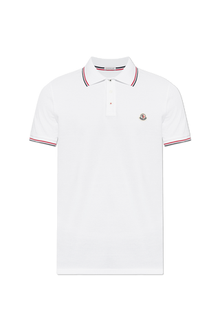 Moncler WHITE Polo shirt with logo patch 1