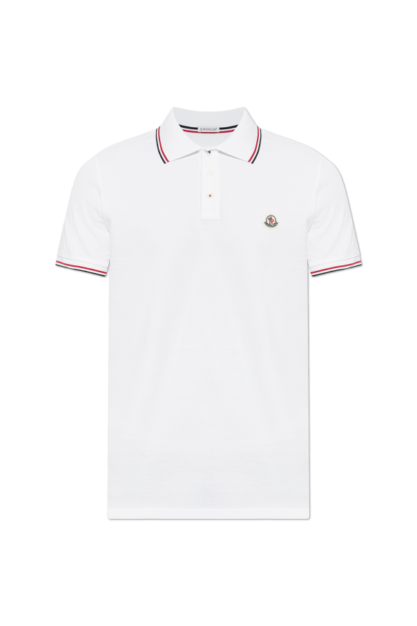 Moncler WHITE Polo shirt with logo patch 1