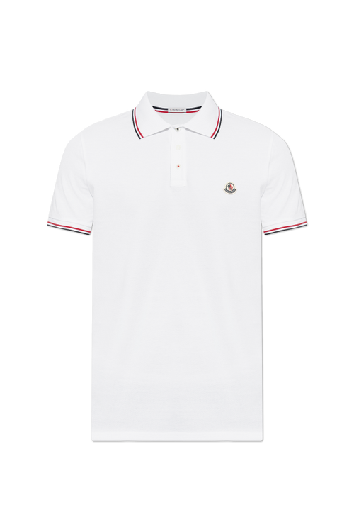 Moncler WHITE Polo shirt with logo patch 1