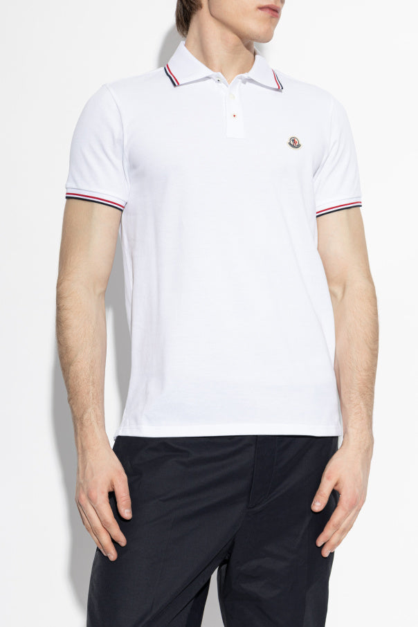 Moncler WHITE Polo shirt with logo patch 3