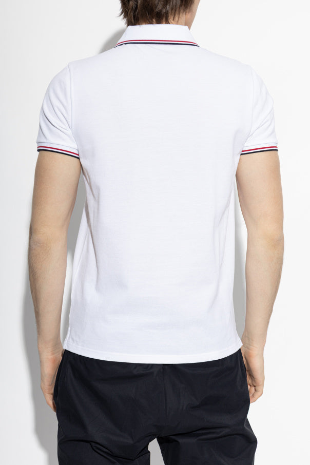 Moncler WHITE Polo shirt with logo patch 4