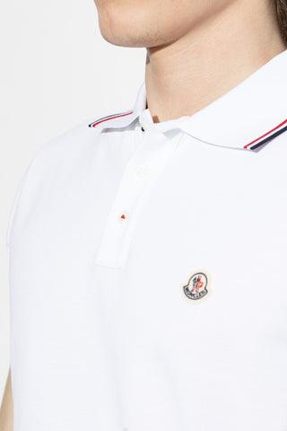 Moncler WHITE Polo shirt with logo patch 5