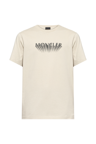 Moncler cream T-shirt with printed logo 1