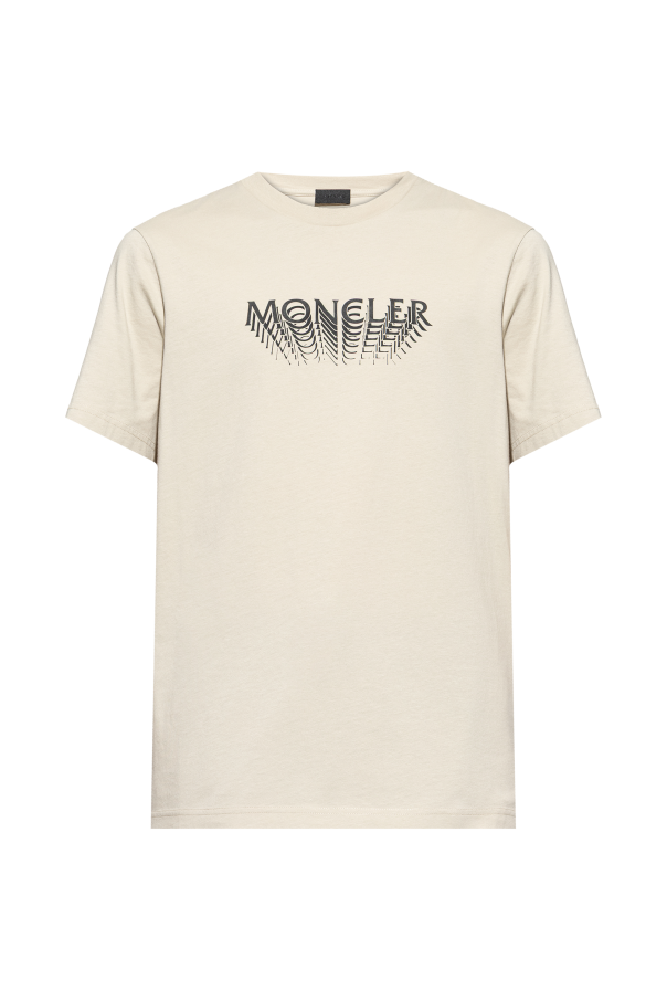 Moncler cream T-shirt with printed logo 1