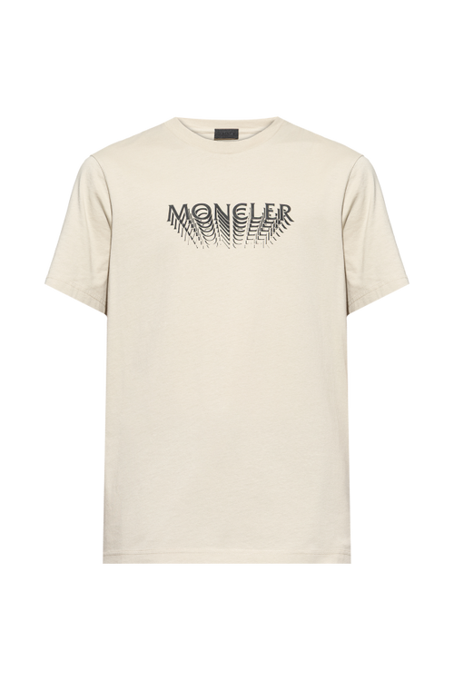 Moncler cream T-shirt with printed logo 1