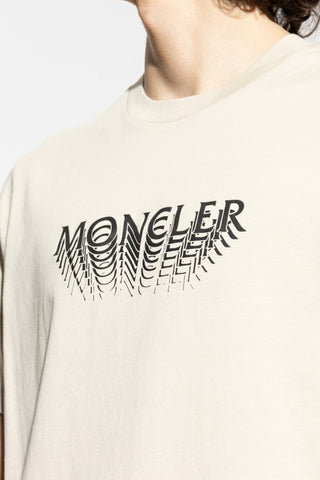 Moncler cream T-shirt with printed logo 5