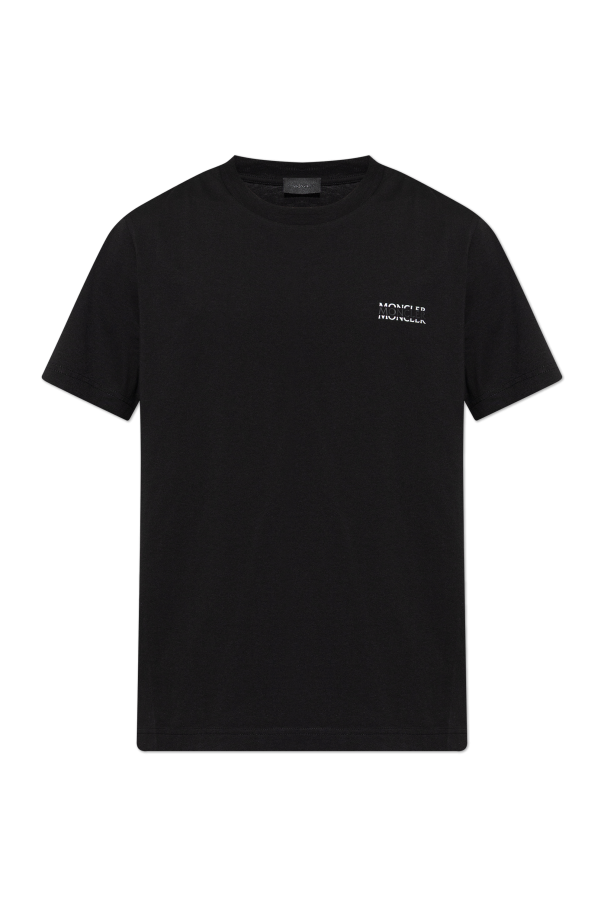Moncler BLACK T-shirt with printed logo 1