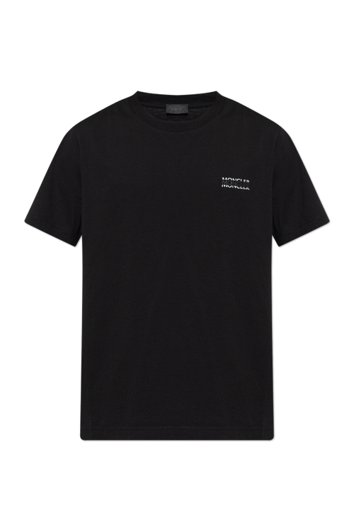 Moncler BLACK T-shirt with printed logo 1