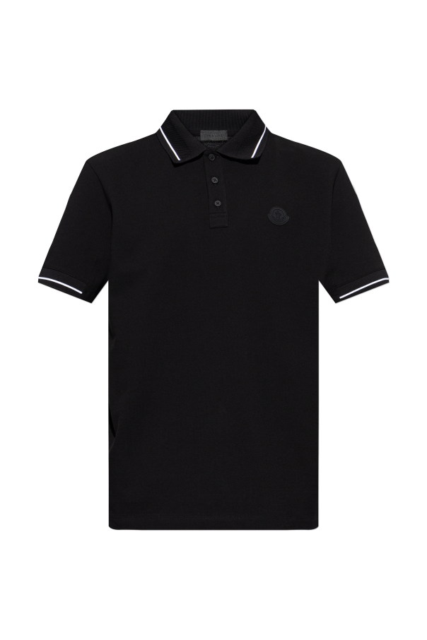 Moncler BLACK Polo with logo patch 1