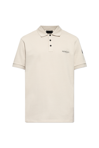 Moncler cream Polo shirt with printed logo 1