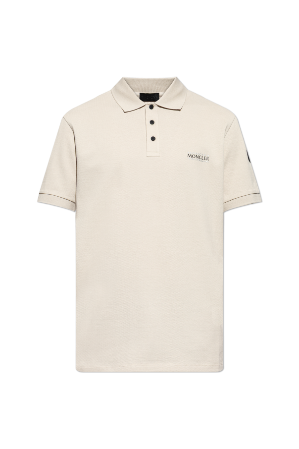Moncler cream Polo shirt with printed logo 1