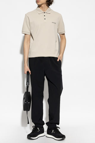 Moncler cream Polo shirt with printed logo 2