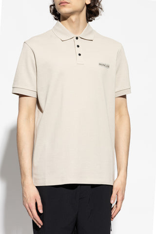 Moncler cream Polo shirt with printed logo 3