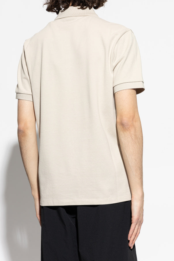 Moncler cream Polo shirt with printed logo 4