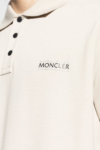 Moncler cream Polo shirt with printed logo 5