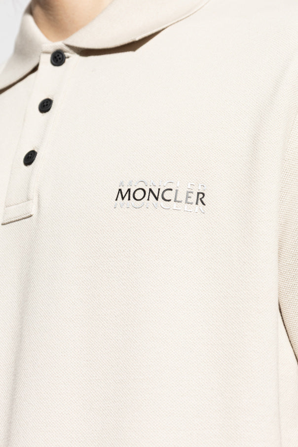 Moncler cream Polo shirt with printed logo 5