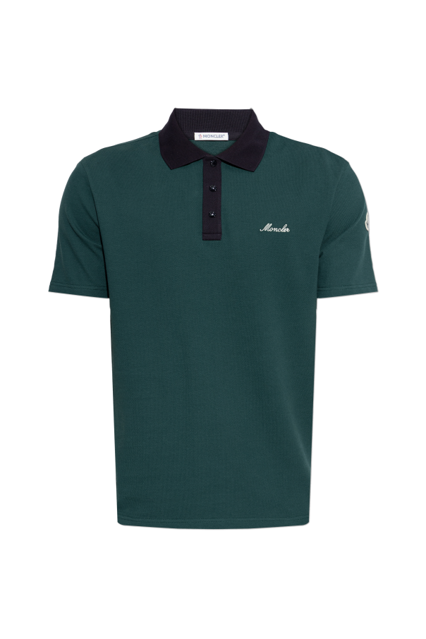 Moncler GREEN Polo with embroidered logo 1