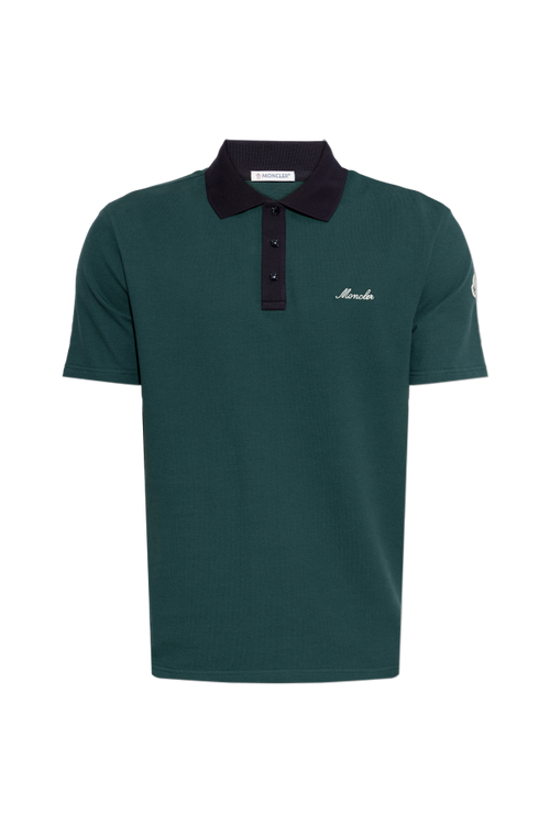 Moncler GREEN Polo with embroidered logo 1
