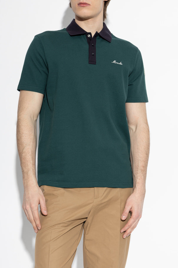 Moncler GREEN Polo with embroidered logo 3