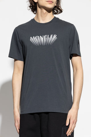 Moncler GREY T-shirt with printed logo 3