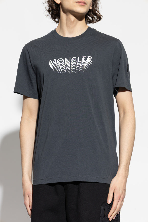 Moncler GREY T-shirt with printed logo 3