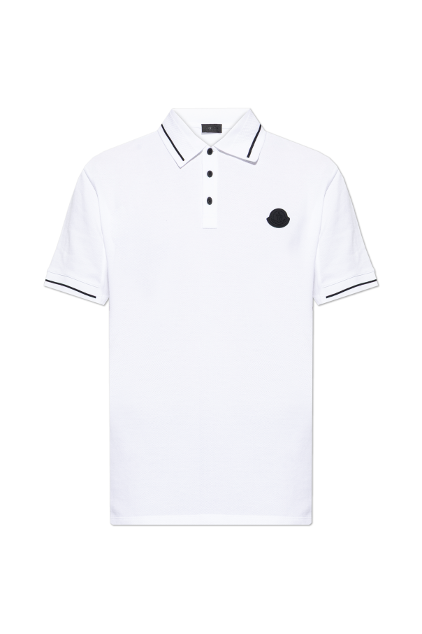 Moncler WHITE Polo with logo patch 1