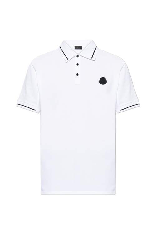 Moncler WHITE Polo with logo patch 1