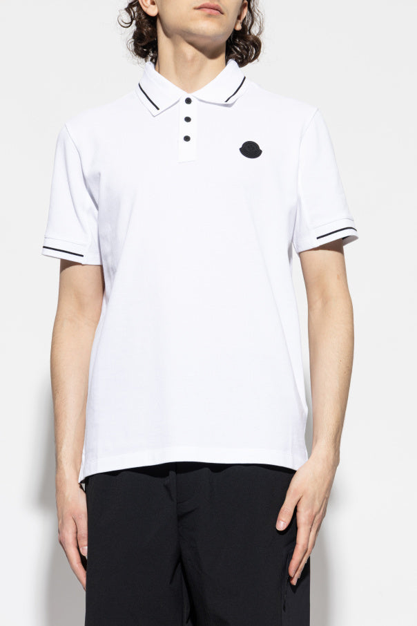 Moncler WHITE Polo with logo patch 3