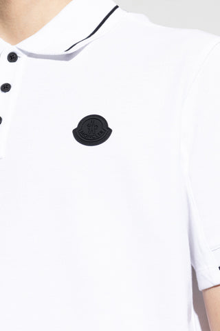 Moncler WHITE Polo with logo patch 5
