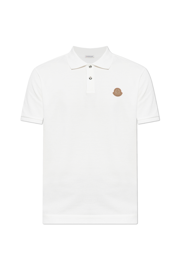 Moncler WHITE Polo shirt with logo patch 1