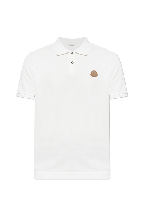 Moncler WHITE Polo shirt with logo patch 1