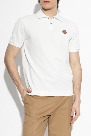 Moncler WHITE Polo shirt with logo patch 3