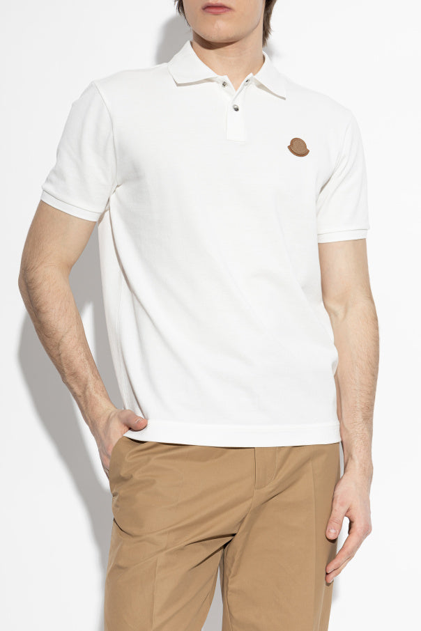 Moncler WHITE Polo shirt with logo patch 3