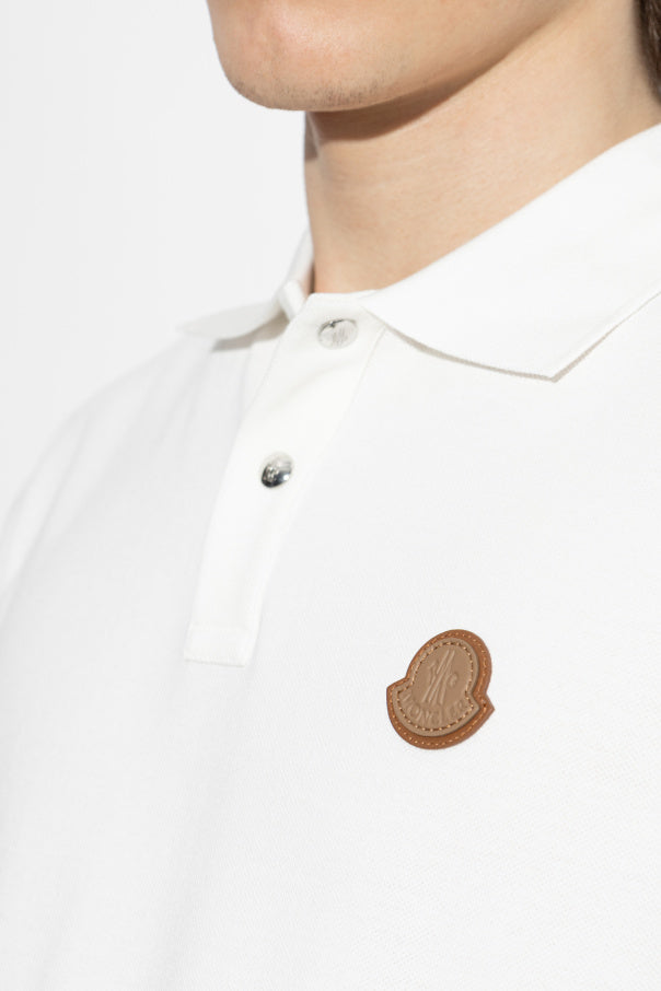 Moncler WHITE Polo shirt with logo patch 5
