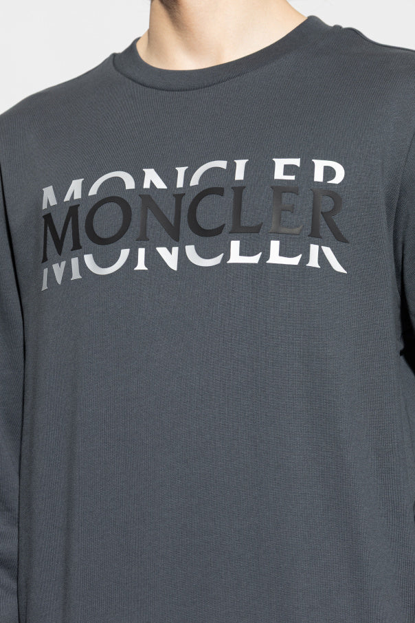 Moncler GREY Sweatshirt with printed logo 5