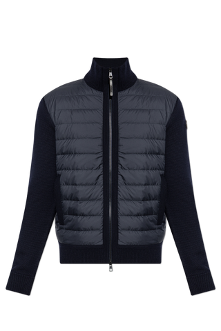 Moncler NAVY BLUE Cardigan with quilted front 1