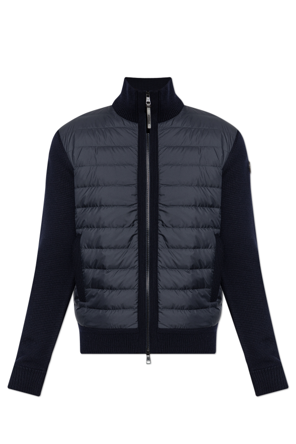 Moncler NAVY BLUE Cardigan with quilted front 1