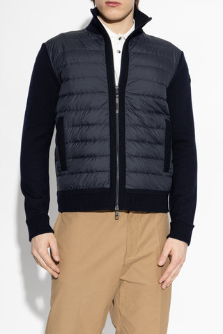 Moncler NAVY BLUE Cardigan with quilted front 3