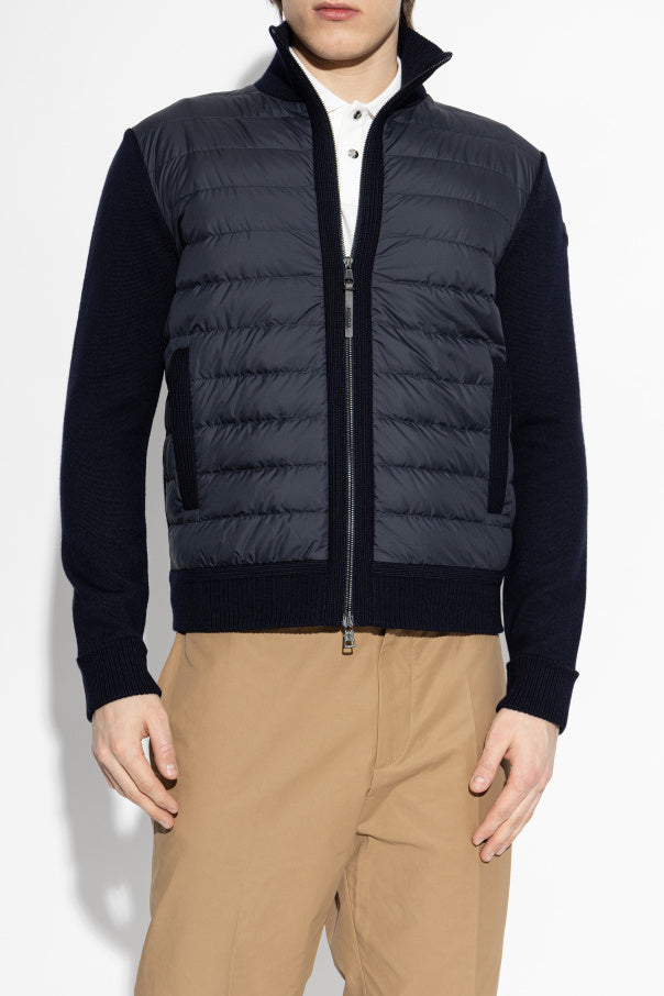 Moncler NAVY BLUE Cardigan with quilted front 3