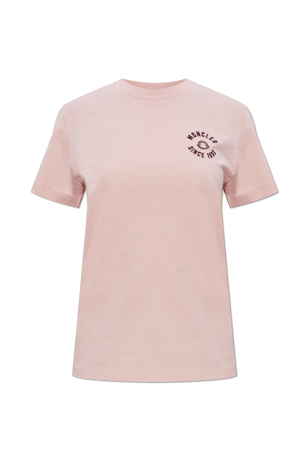 Moncler PINK T-shirt with logo patch 1